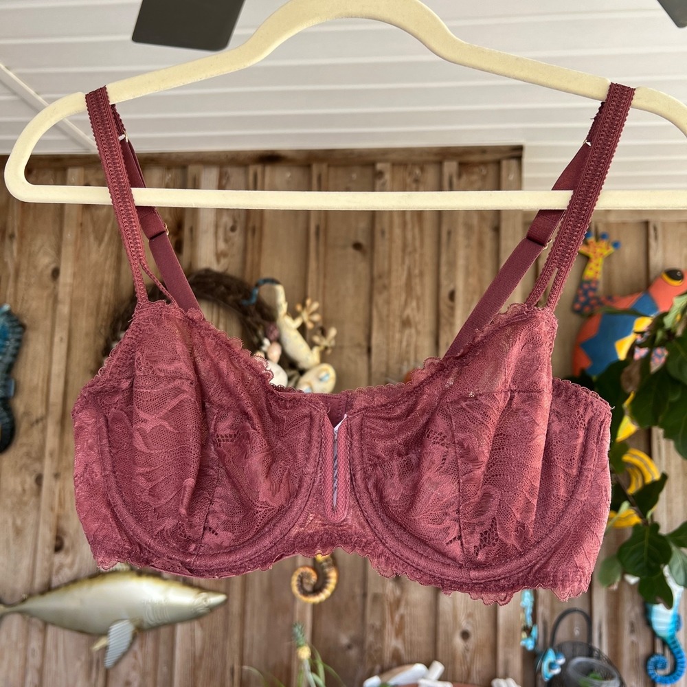 Auden Lace Underwire Bra 36B Dusty Rose Mauve Unlined Full‎ Coverage